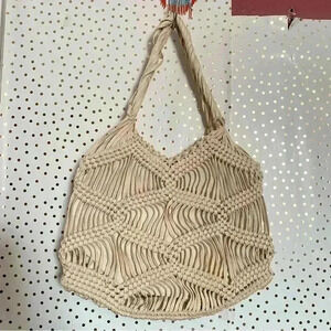 London Kaye Beige Boho Macrame Bag